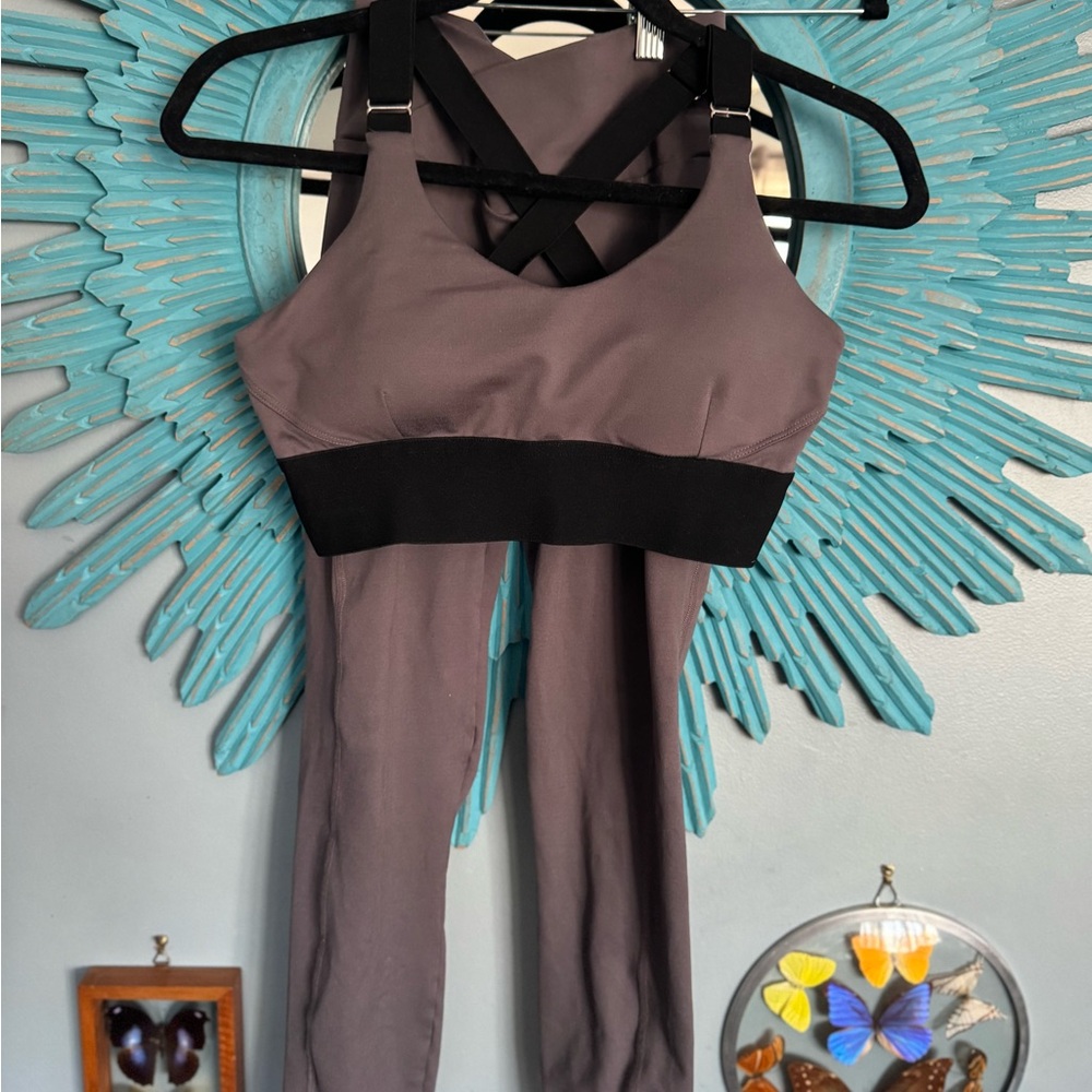 Bombshell Sportswear Gray and Black gym set